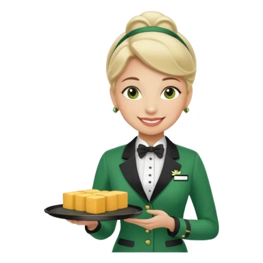 Lady hotel butler with green uniform  sticker