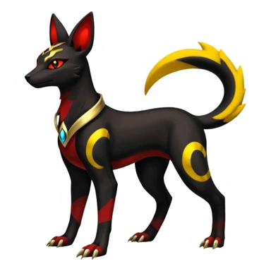 Shiny 4-legged Umbreon-Houndoom-Anubis-Salandit-Zeraora-fusion, full body sticker