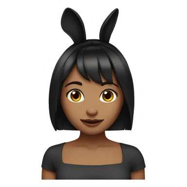 Bunny ears girl black hair sticker