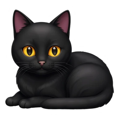 Black cat laying down purring sticker