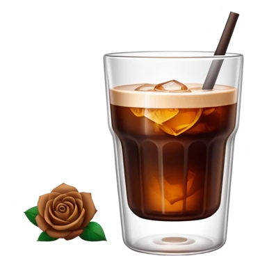 Cold brew coffee with rose mini small size glas sticker