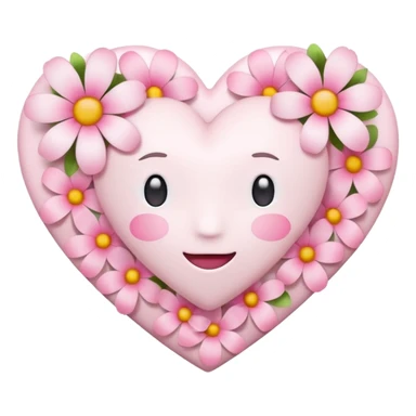 Emoji white heart with pink flowers sticker