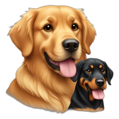 Golden retriever and rottweiller in black cabriolet sticker
