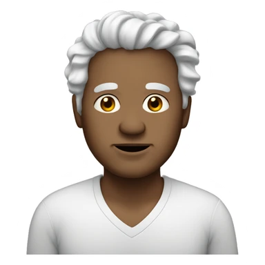 Brownish skin, man,overweight, elderly, white wavy hair. sticker