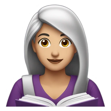 Armenian women with the purple clothes reading book and looking at camera and smiling  sticker