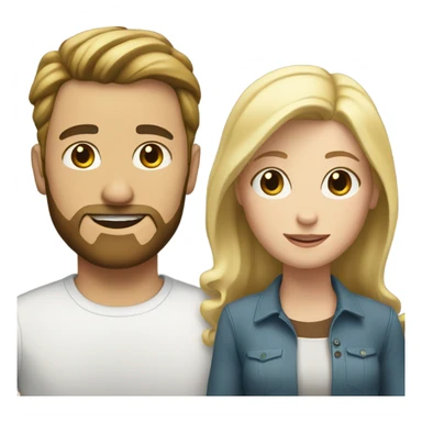 White male with a beard and brown hair, white female with short blonde hair  sticker