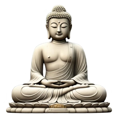 Cinematic Realistic image of the Big Buddha Monument of Sinheungsa Temple, portrayed as a towering, serene Buddha statue carved from weathered stone with intricate details and a gentle meditative expression, set within an ancient temple landscape enveloped in soft, ethereal lighting that underscores its spiritual majesty. sticker