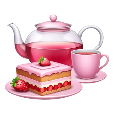 Pink  tea and strawberry cake  sticker