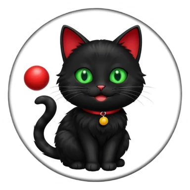 happy black cat playing with ball sticker