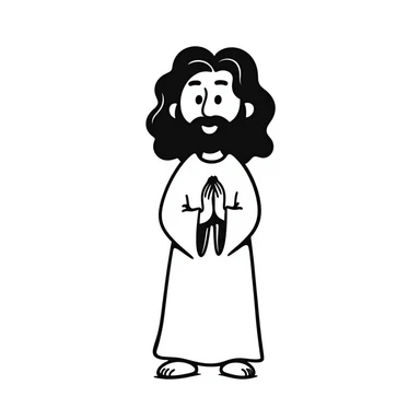 Jesus Christ with long hair and beard, wearing robes, with a kind expression sticker