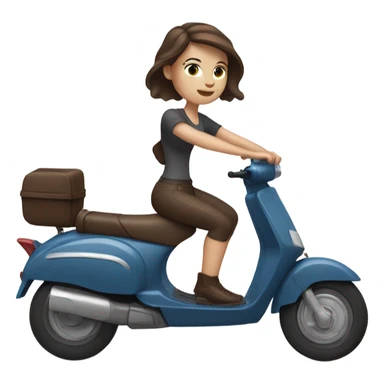 White women with Blue eyes and chocolate hair on scooter at the summer sticker