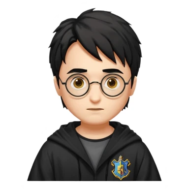 Draw Harry Potter with round glasses, messy black hair, Hogwarts robe & lightning scar on his forehead. sticker
