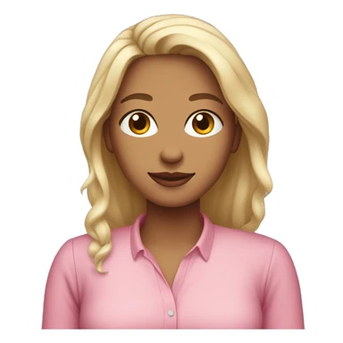 Mujer con cabello largo y camisa rosada sticker