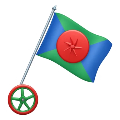 Emoji drapeau gitan bleu en haut vert en bas avec une roue rouge au millieu  sticker