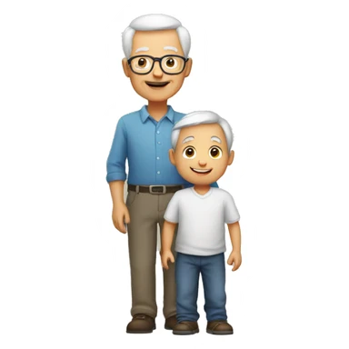 Child helping grandpa  sticker