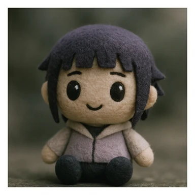 mini Hinata, cute, plush toy style, stitched details, soft textures sticker