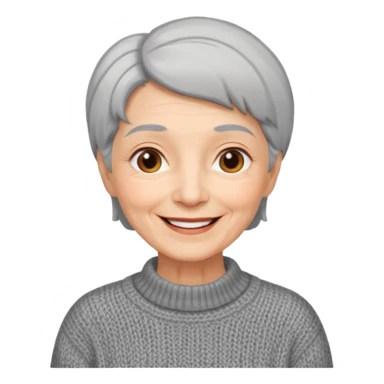 Old woman, happy, sweater, short straight hair
 sticker