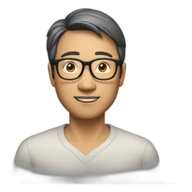 40 year old Asian male, glasses, short hair standing up sticker