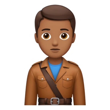 Person with straight face and belt in hand sticker