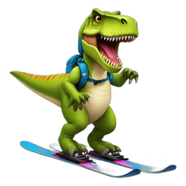 T-Rex sur des skis sticker