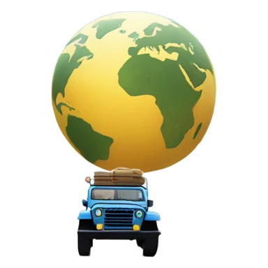 An adventurous jeep on an open road with the globe in the background, conveying the idea of ​​freedom and exploration. sticker