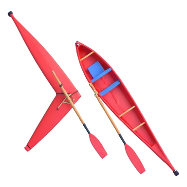 red single-person Olympic rowing boat, top view sticker