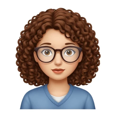 Rapariga, com óculos, cabelo castanho, aos caracóis, comprido sticker