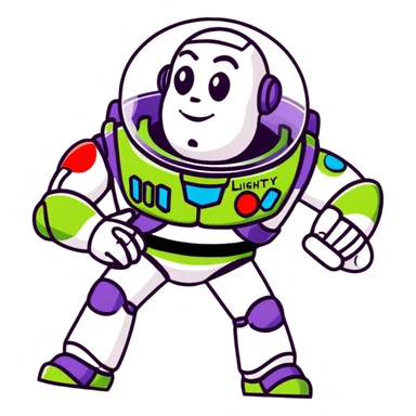 Buzz Lightyear character with a red stop sign above him sticker