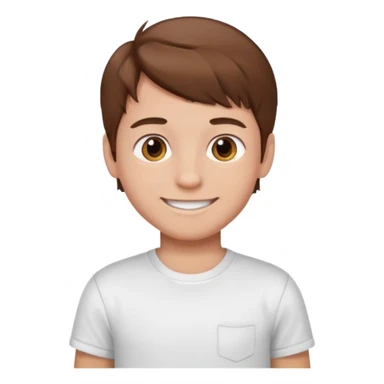 boy with brown hair in white T-shirt sticker