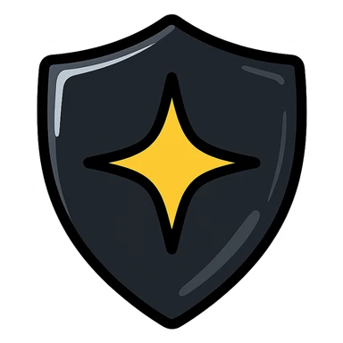 small bright star icon on glossy black surface of a high-end vehicle, main color glossy black, subtle reflections, emphasis on mirror-like shine, modern and clean, not overloaded sticker