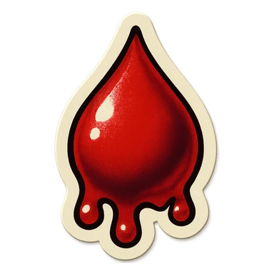 dripping blood with barely any length to the drips, retro sticker style, wide and short image sticker