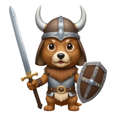 dog with viking helmet and sword sticker