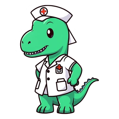 Dinosaur as a nurse  sticker