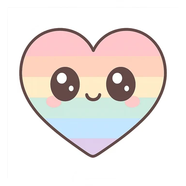 rainbow pride heart, kawaii style, no text sticker