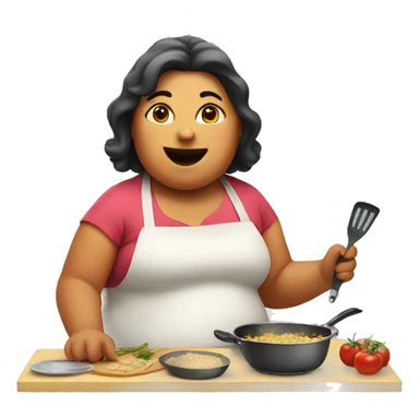 fat woman cooking sticker