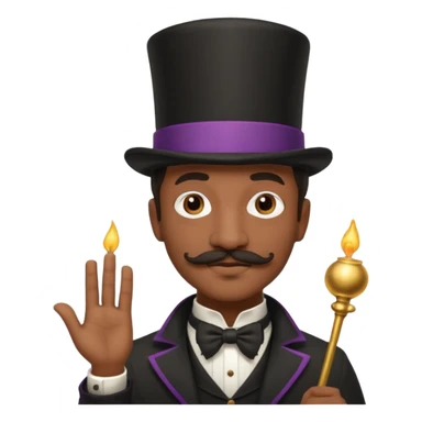 Black male magician, mustache, wearing classic top hat sticker