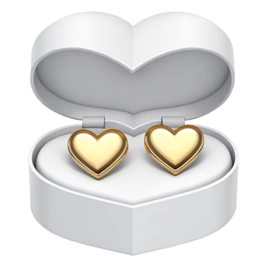 Gold heart earrings in a box opened to the right side sticker