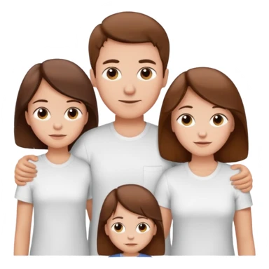 boy with brown hair in white T-shirt,with mom, dad and twin sisters sticker