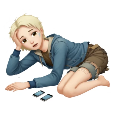 laying on the groud FALLEN sticker