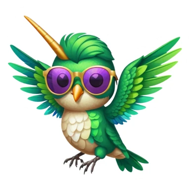 green hummingbird with sunglasses sticker
