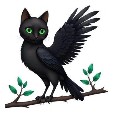 Black cat with a crow sticker