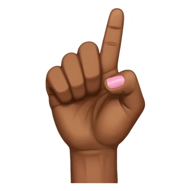 Brown skin hand with all fingers in a fist except for the pinky sticker
