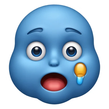 A blue emoji face with the expression of a nervous gulp sticker