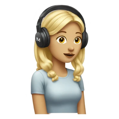 Blonde girl  listening to music  sticker