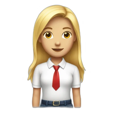 girl wearing a white polo and red necktie sticker