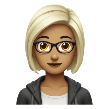 Pretty girl extremely extremely nerd short black hair sticker