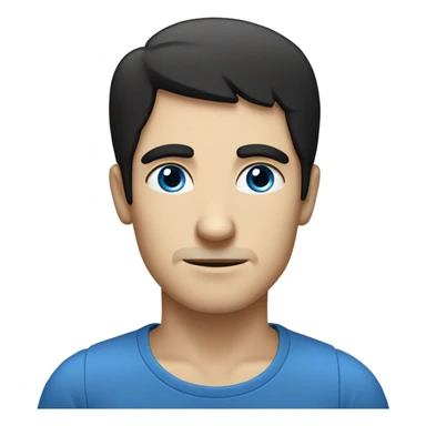 man with black hair and blue eyes thinking about the square root of three sticker