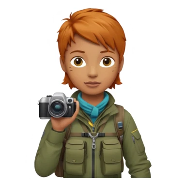 
wildlife photographer, trekking clothes, ginger hair sticker