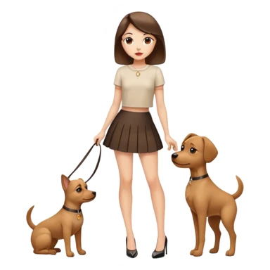 Girl dressed like a dog and in short lashes skirt and short top and heels sticker