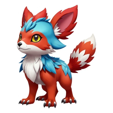 cool Falvie-Fionbri-fantasy-creature-Fakémon-Pokémon, full body, with markings sticker